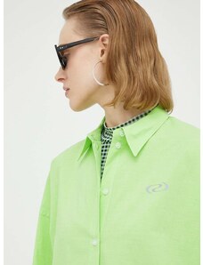 Риза Résumé Rusty дамска в зелено със свободна кройка с класическа яка