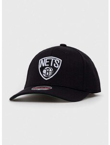 Шапка с козирка с вълна Mitchell&Ness Brooklyn Nets в черно с апликация