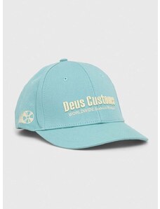 Памучна шапка с козирка Deus Ex Machina в тюркоазено с апликация