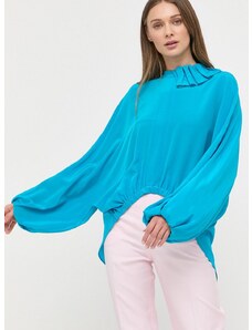 Копринена блуза Liviana Conti в синьо с изчистен дизайн