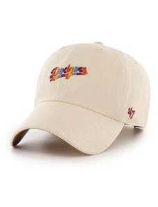 47 brand Памучна шапка с козирка 47brand MLB Los Angeles Dodgers в бежово с апликация