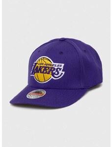Шапка с козирка с вълна Mitchell&Ness Los Angeles Lakers в лилаво с апликация