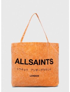 Памучна чанта AllSaints в оранжево