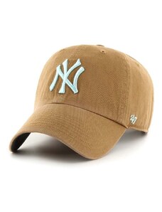 47 brand Памучна шапка с козирка 47brand MLB New York Yankees в бежово с апликация