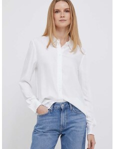 Риза Tommy Hilfiger дамска в бяло със стандартна кройка с класическа яка