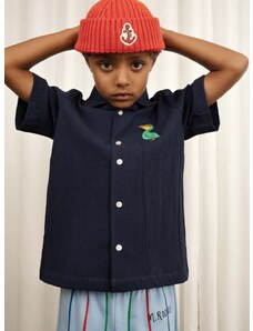 Детска памучна риза Mini Rodini в тъмносиньо