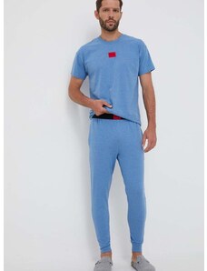 Долнище на пижама HUGO мъжко в синьо с десен