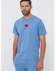 Горнище на пижама с къси ръкави HUGO в синьо с изчистен дизайн