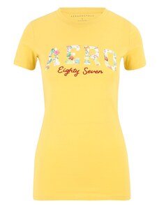 AÉROPOSTALE Тениска 'JUN AERO' жълто / лилав / винено червено / бяло