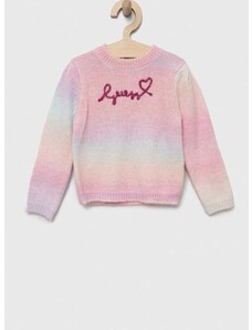 Детски пуловер с вълна Guess в розово