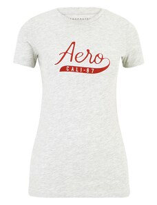 AÉROPOSTALE Тениска 'MAY' сив меланж / карминено червено / бяло