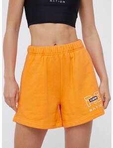 Памучен къс панталон P.E Nation дамски в оранжево с изчистен дизайн с висока талия