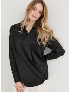 Копринена блуза Victoria Beckham дамска в черно с изчистен дизайн