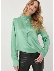 Копринена блуза Victoria Beckham дамска в зелено с изчистен дизайн