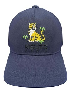 Детска памучна шапка с козирка Kenzo Kids в тъмносиньо с апликация