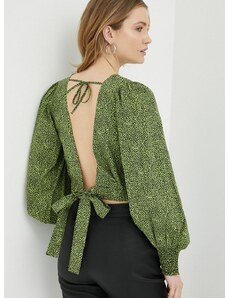 Памучна блуза Gestuz Calliope дамска в зелено с десен