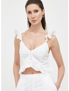 Памучна блуза Guess в бяло