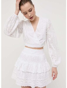 Памучна блуза Guess дамска в бяло с изчистен дизайн