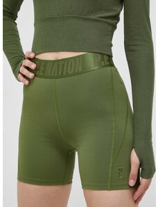 Къс панталон за трениране P.E Nation Backcheck в зелено с изчистен дизайн с висока талия