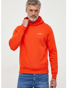 Суичър Calvin Klein в оранжево с качулка изчистен дизайн K10K109927