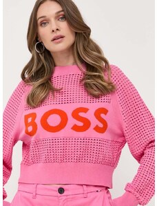 Пуловер BOSS дамски в розово от лека материя