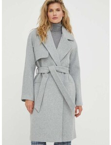 Вълнено палто 2NDDAY Livia в сиво преходен модел с двуредно закопчаване