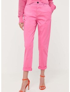 Панталон BOSS в розово със стандартна кройка, с висока талия 50457545
