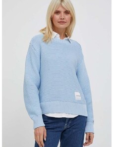 Пуловер Tommy Hilfiger дамски в синьо от топла материя