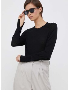 Вълнен пуловер Calvin Klein дамски в черно от лека материя