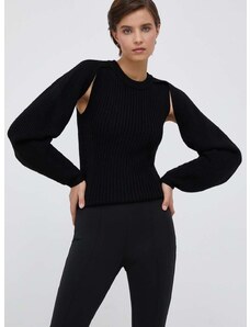 Вълнен пуловер Calvin Klein дамски в черно от топла материя