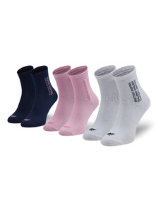 Комплект 3 чифта дълги чорапи мъжки 4F HJZ21-JSOD005 Biały/Granat/Jasny Róż
