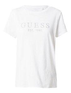 GUESS Тениска 'Crystal Easy' сребърно / бял меланж