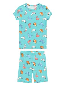 GAP Комплект пижама аквамарин / светлосиньо / тъмнооранжево / естествено бяло