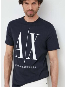 Памучна тениска Armani Exchange В тъмносиньо с принт 8NZTPA ZJH4Z NOS
