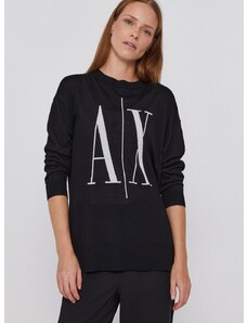 Пуловер Armani Exchange дамски в черно от лека материя