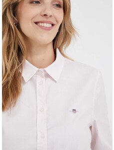 Риза Gant дамска в розово със стандартна кройка с класическа яка