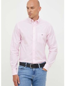 Памучна риза Gant мъжка в розово със стандартна кройка с яка с копче