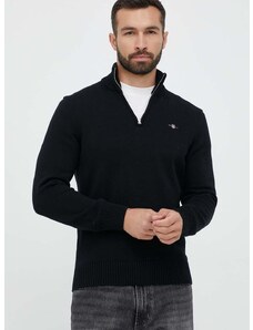 Памучен пуловер Gant в черно
