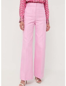 Панталон Victoria Beckham в розово с широка каройка, с висока талия