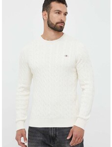 Памучен пуловер Gant в бежово от лека материя