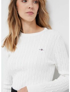 Пуловер Gant дамски в бяло от лека материя