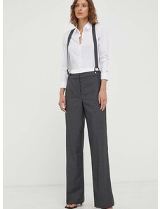 Панталон с вълна Remain в сиво със стандартна кройка, с висока талия