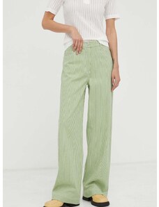 Панталон Remain в зелено със стандартна кройка, с висока талия