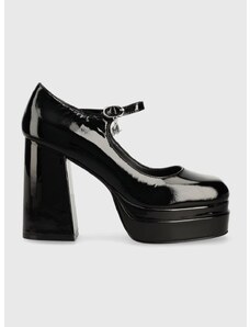 Кожени обувки с дебел ток Karl Lagerfeld STRADA в черно с висок ток KL30125A
