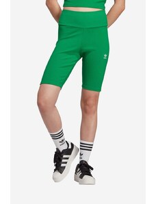 Къс панталон adidas Originals в зелено с изчистен дизайн с висока талия