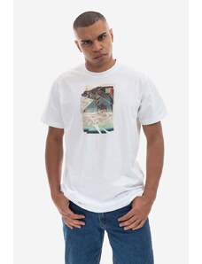 Памучна тениска Maharishi Cubist Eagle T-shirt Organic Cotton Jarse 9927 WHITE в бяло с принт