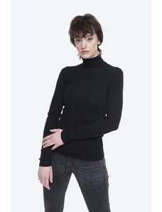 Пуловер с вълна Norse Projects Siri Roll Merino NW45-0167 9999 дамски в черно от лека материя с поло