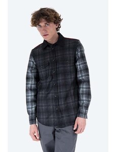 Вълнена риза Woolrich Alaskan Melton Wool в черно със стандартна кройка с класическа яка