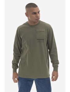 Памучна блуза с дълги ръкави Maharishi Miltype L/S T-shirt Organic Cotton Jerse 7022 OLIVE в зелено с апликация
