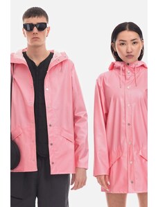 Яке Rains Essential Jacket в розово преходен модел с уголемена кройка